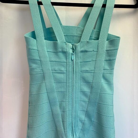Bebe Ice Blue Bandage mini bodycon Dress Sz XS - Picture 5 of 10